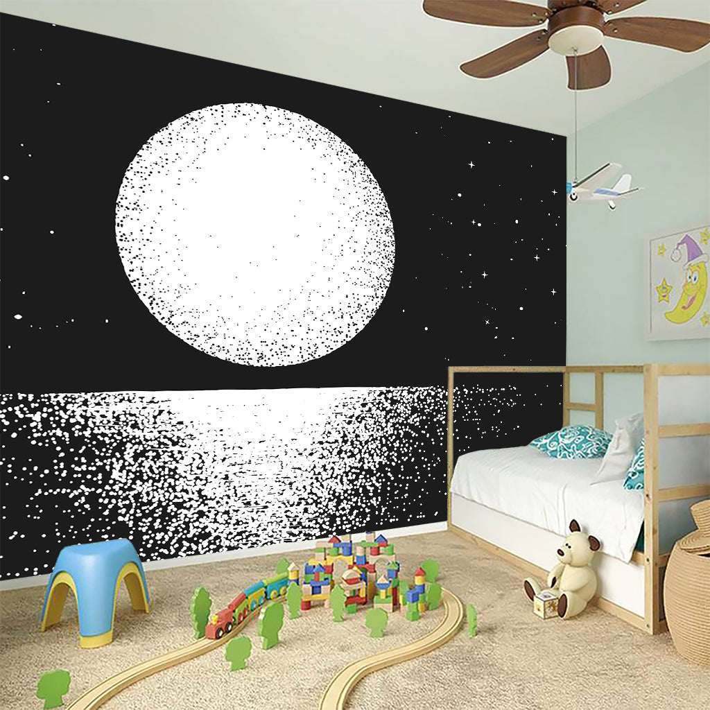 Black And White Moonlight Print Wall Sticker