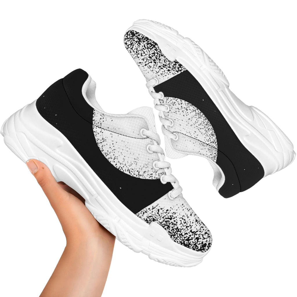 Black And White Moonlight Print White Chunky Shoes