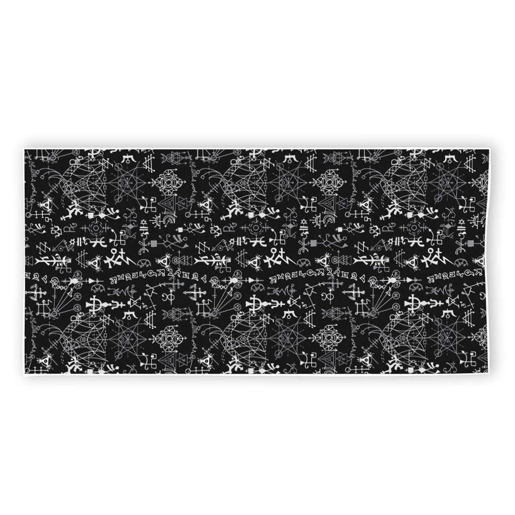 Black And White Mystic Wicca Print Beach Towel