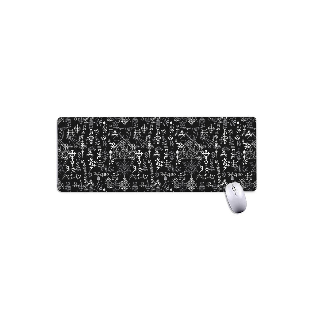 Black And White Mystic Wicca Print Extended Mouse Pad