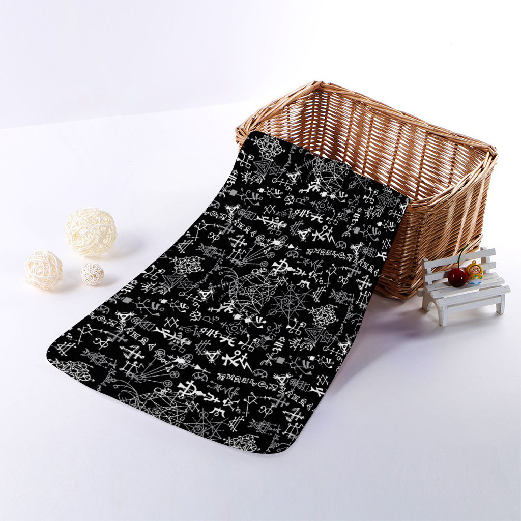 Black And White Mystic Wicca Print Towel