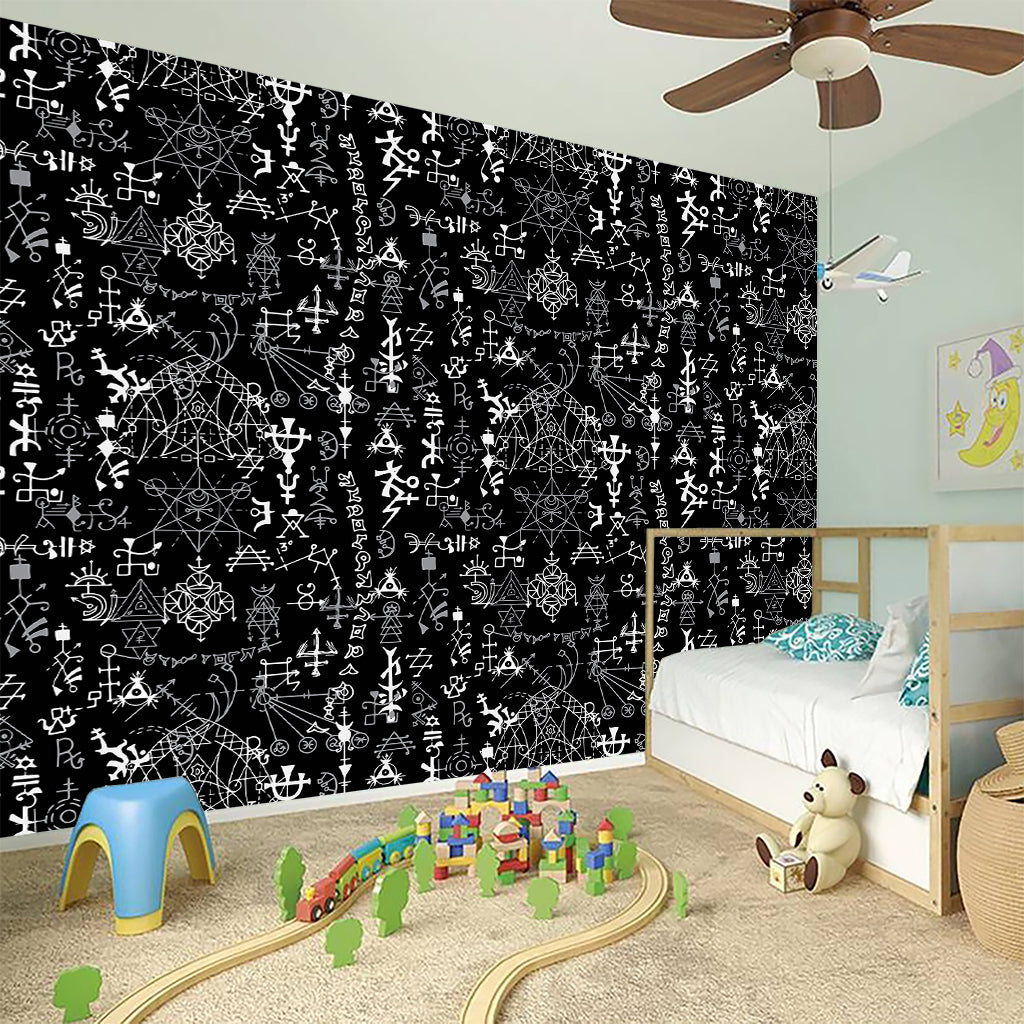 Black And White Mystic Wicca Print Wall Sticker