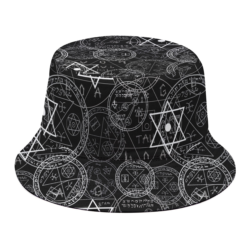 Black And White Mystic Witch Print Bucket Hat