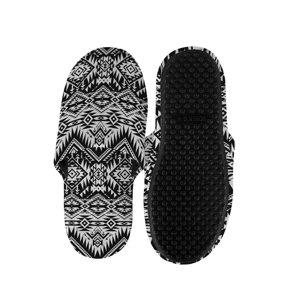 Black And White Navajo Print Slippers