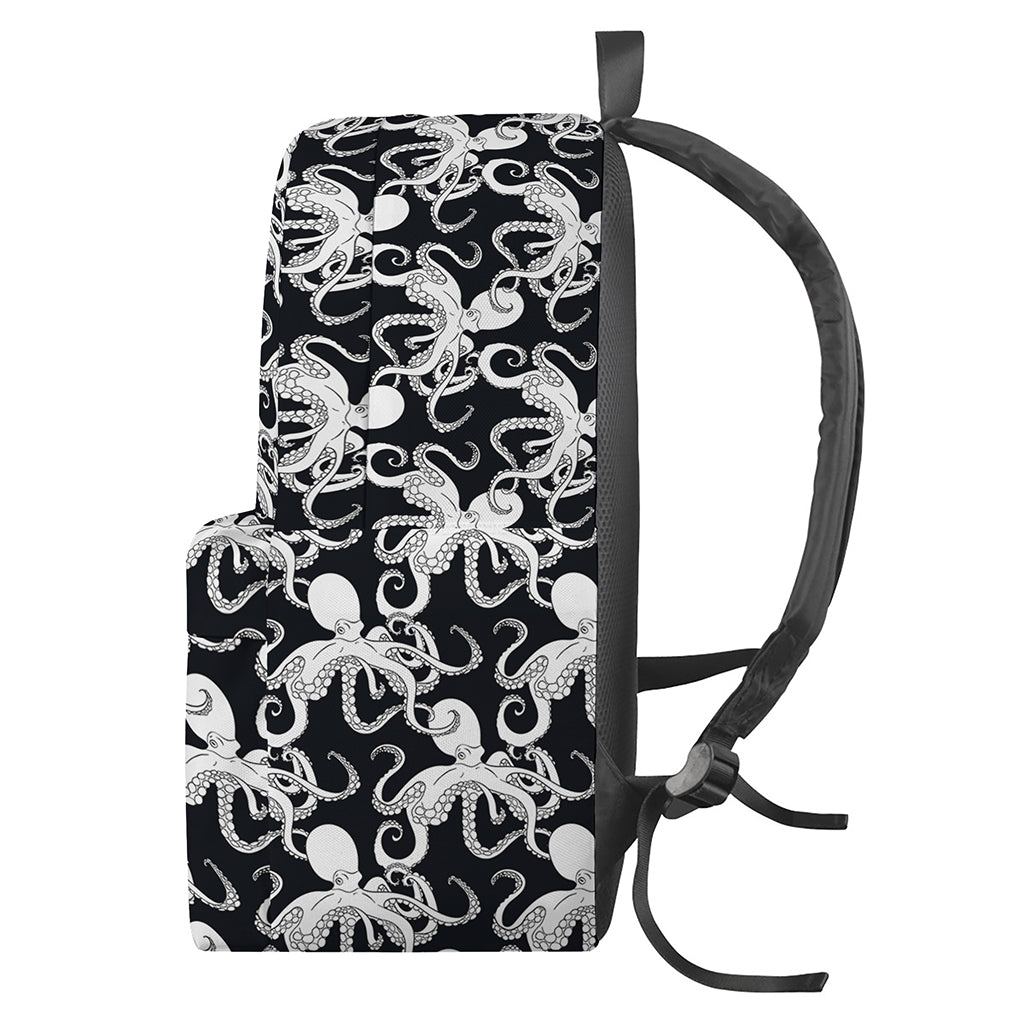 Black And White Octopus Pattern Print Backpack