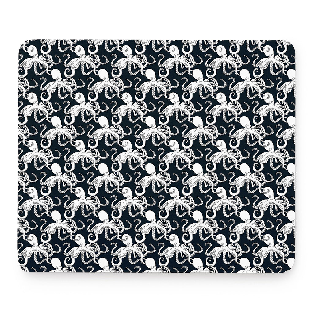 Black And White Octopus Pattern Print Mouse Pad