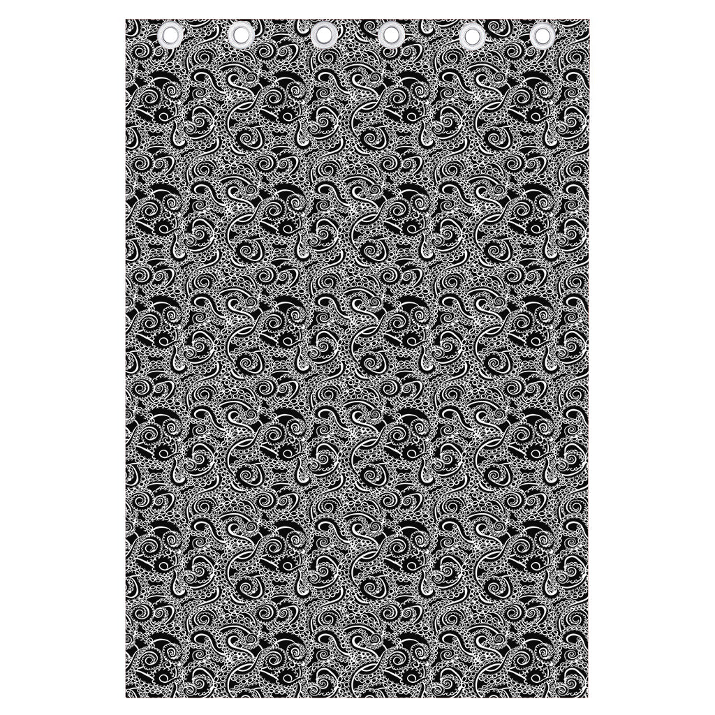 Black And White Octopus Tentacles Print Curtain