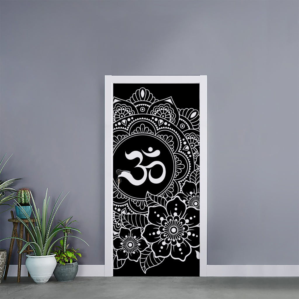 Black And White Om Print Door Sticker