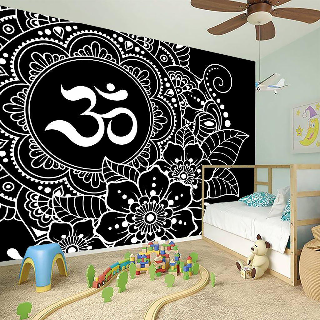 Black And White Om Print Wall Sticker