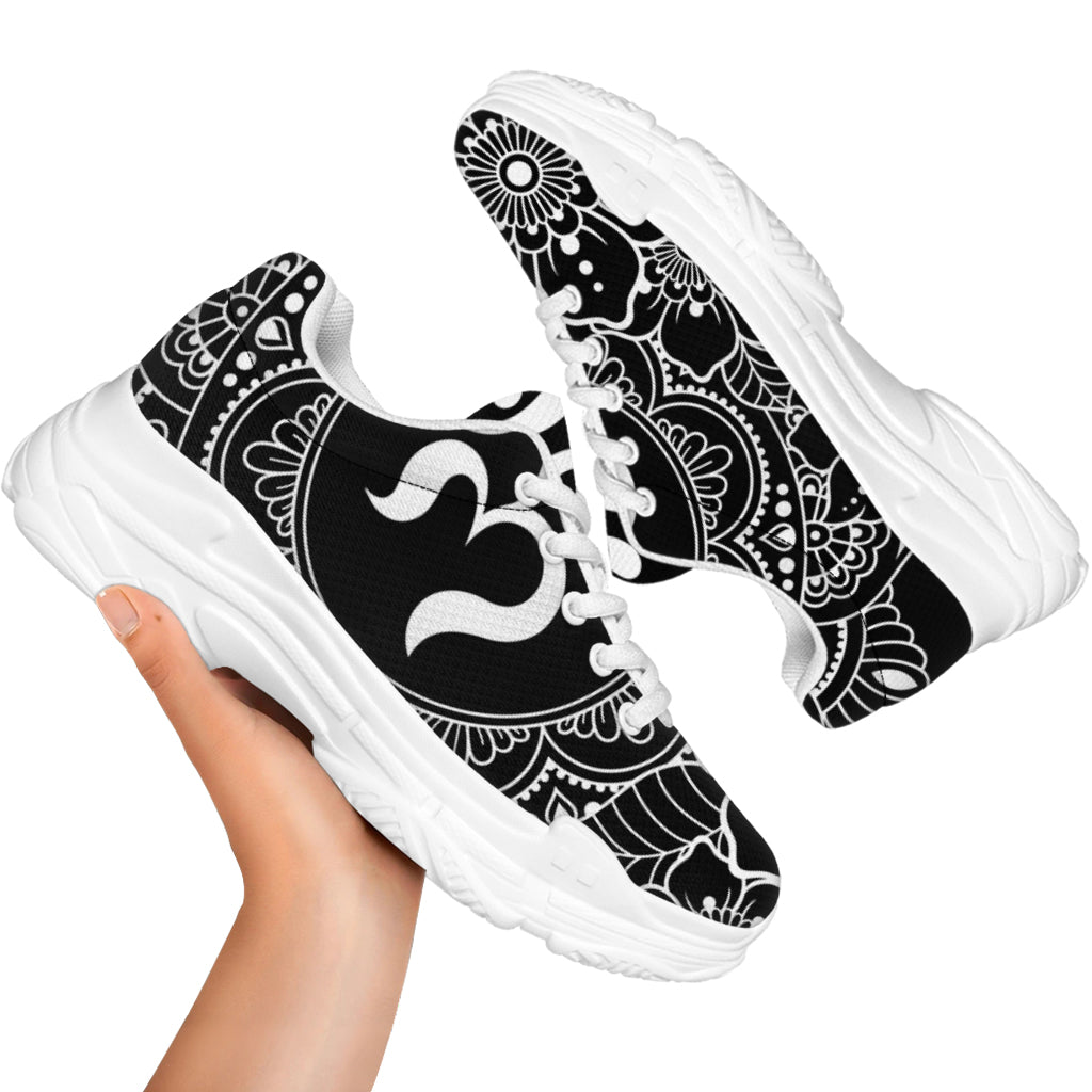 Black And White Om Print White Chunky Shoes