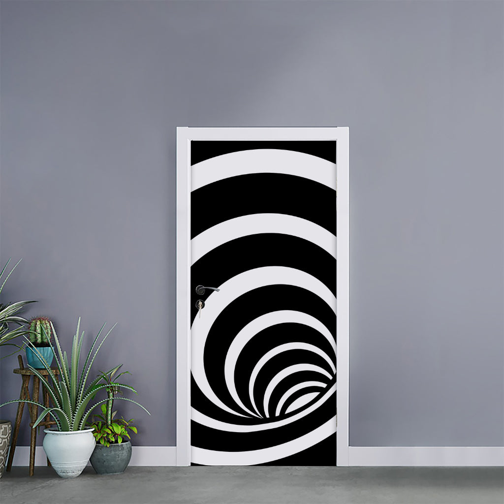 Black And White Optical Illusion Print Door Sticker