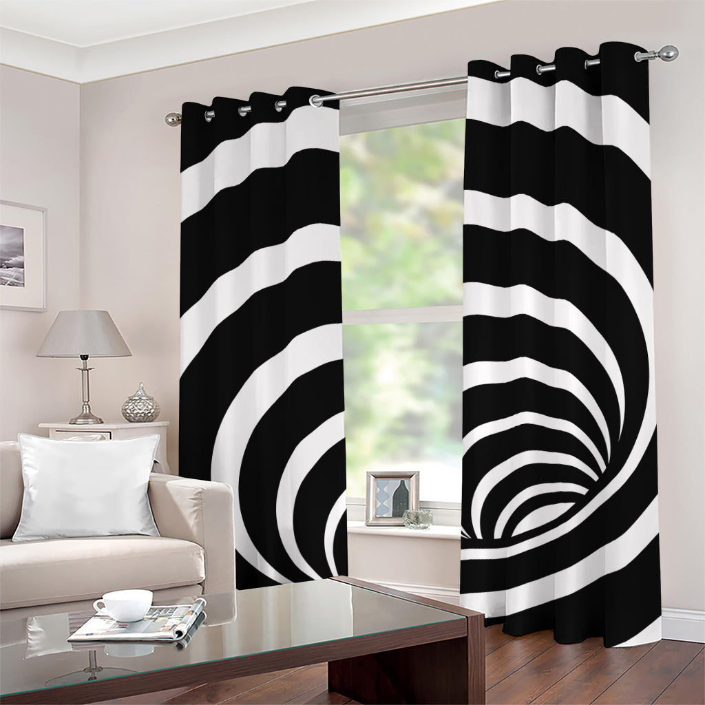 Black And White Optical Illusion Print Grommet Curtains
