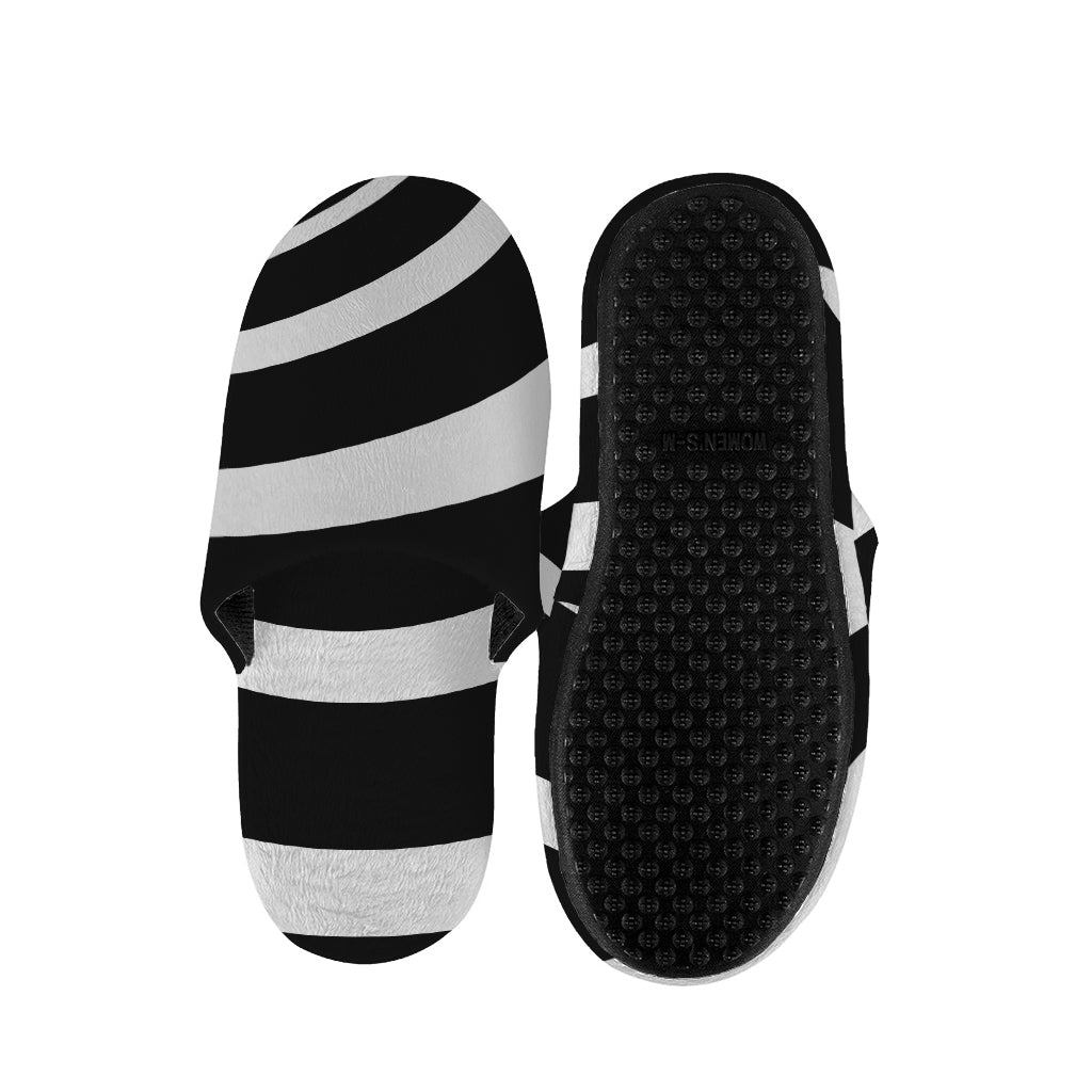 Black And White Optical Illusion Print Slippers