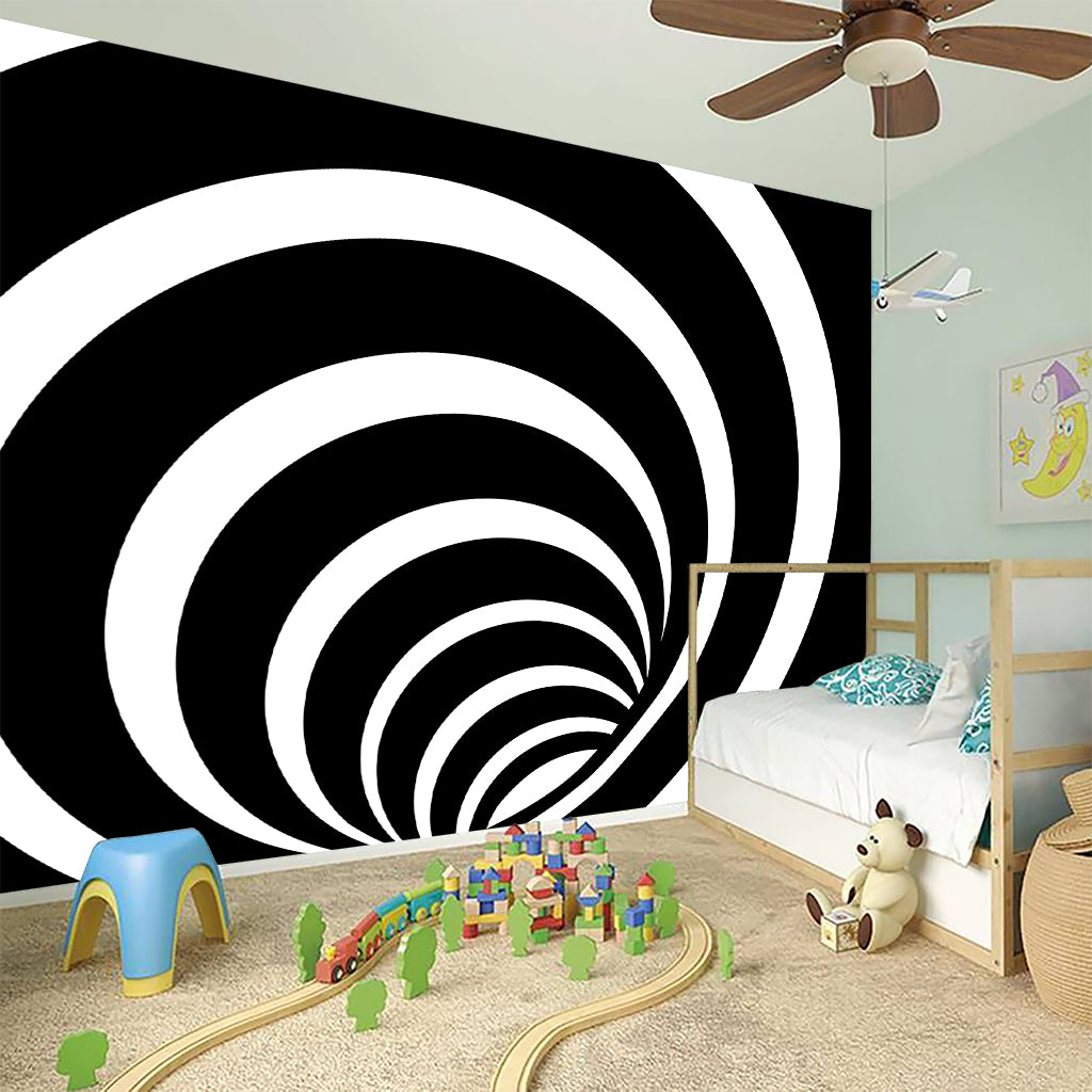 Black And White Optical Illusion Print Wall Sticker