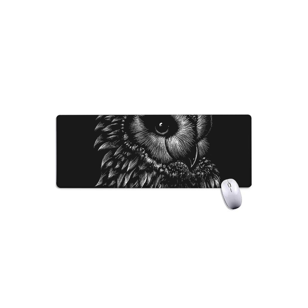 Black And White Owl Print Extended Mouse Pad