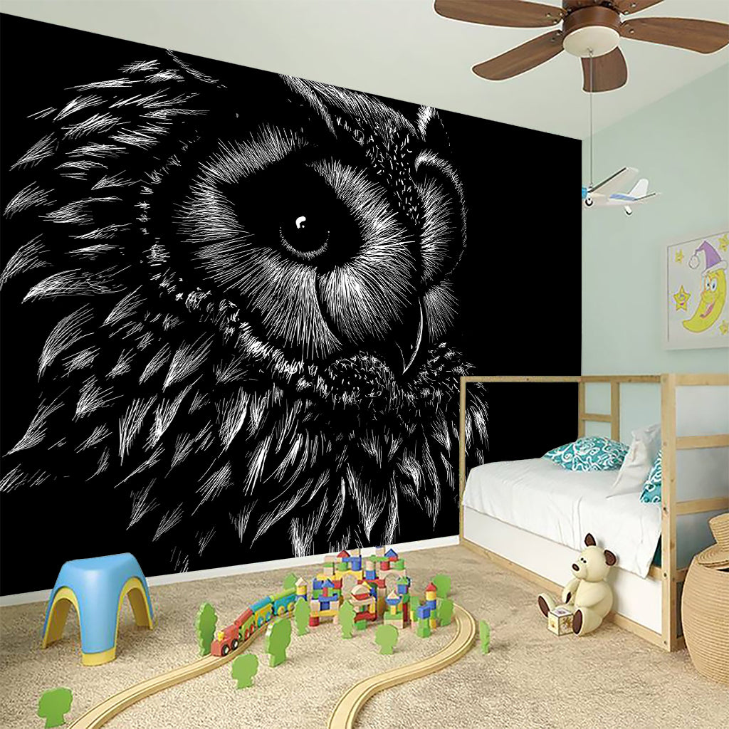 Black And White Owl Print Wall Sticker