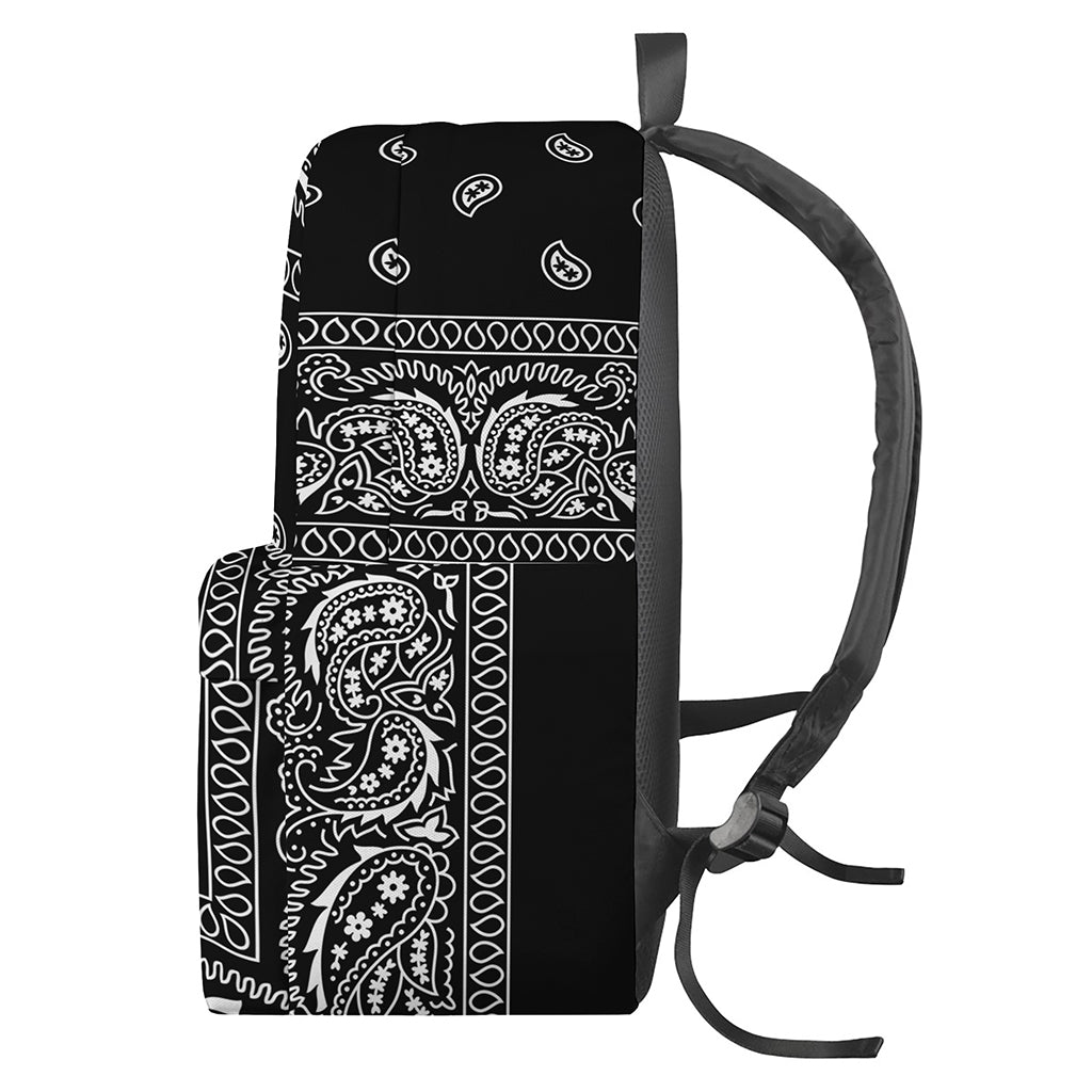 Black And White Paisley Bandana Print Backpack
