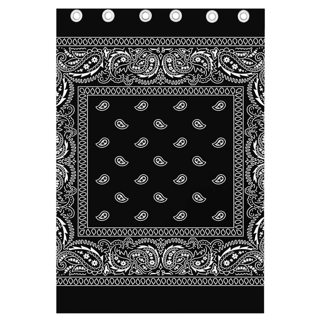 Black And White Paisley Bandana Print Curtain