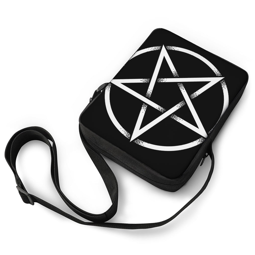 Black And White Pentagram Symbol Print Rectangular Crossbody Bag