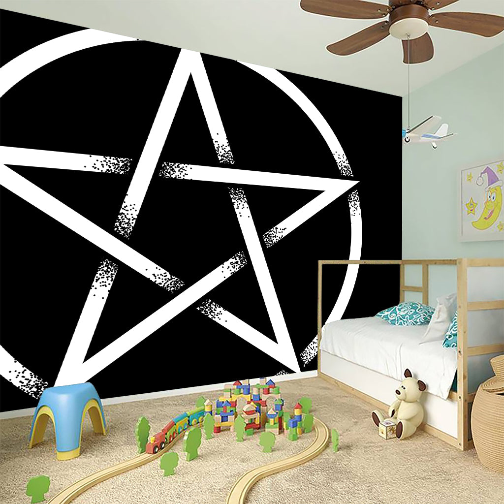 Black And White Pentagram Symbol Print Wall Sticker