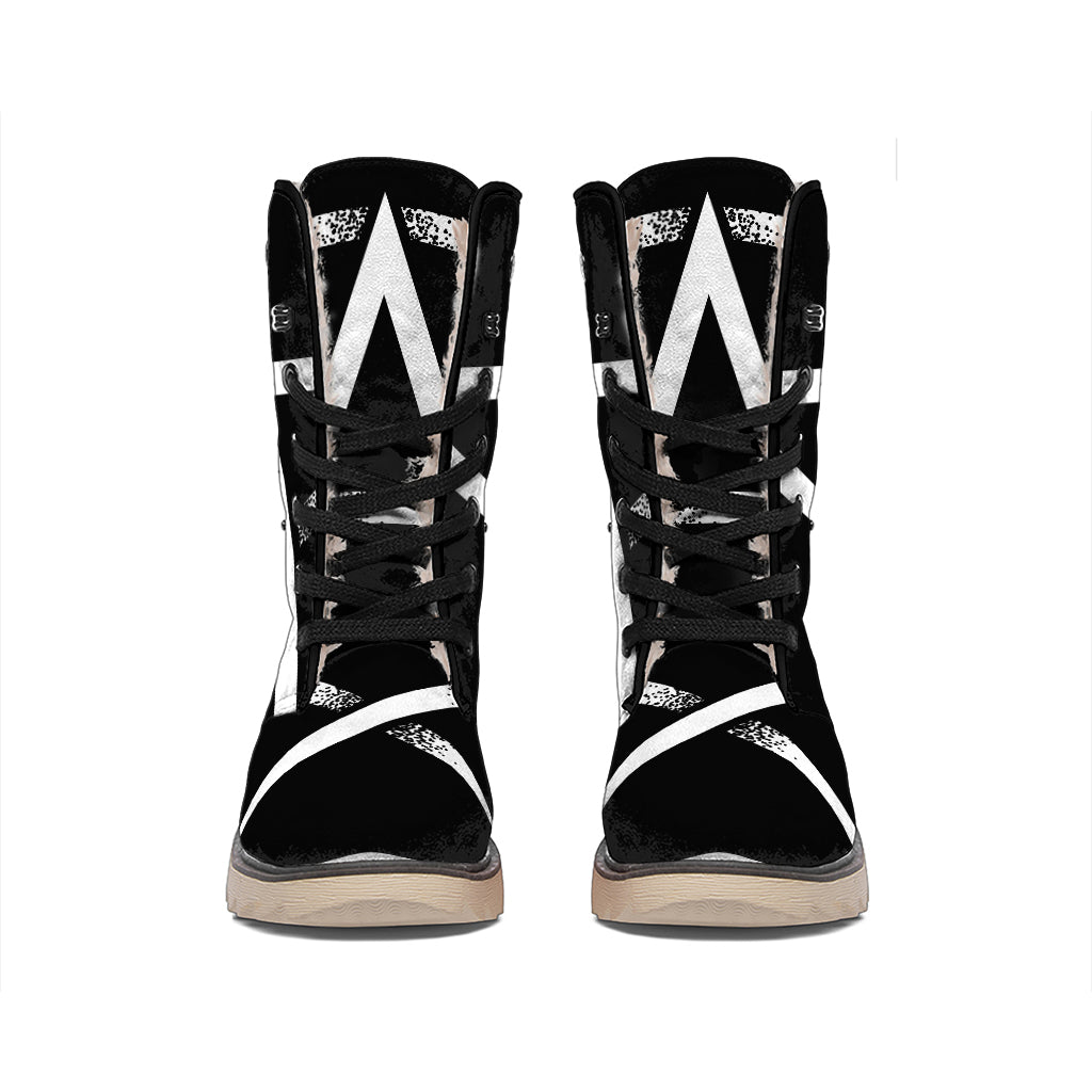Black And White Pentagram Symbol Print Winter Boots