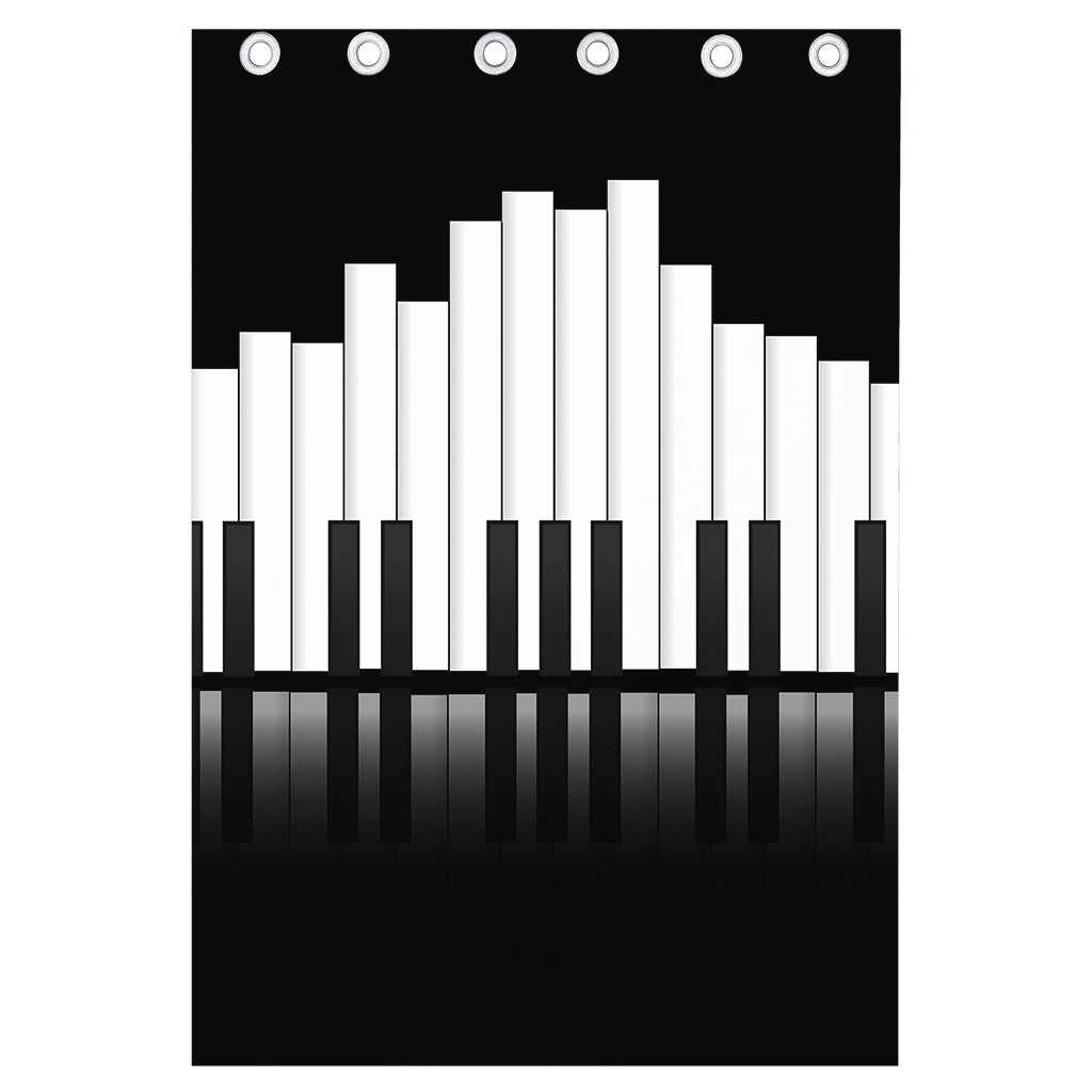 Black And White Piano Keyboard Print Curtain