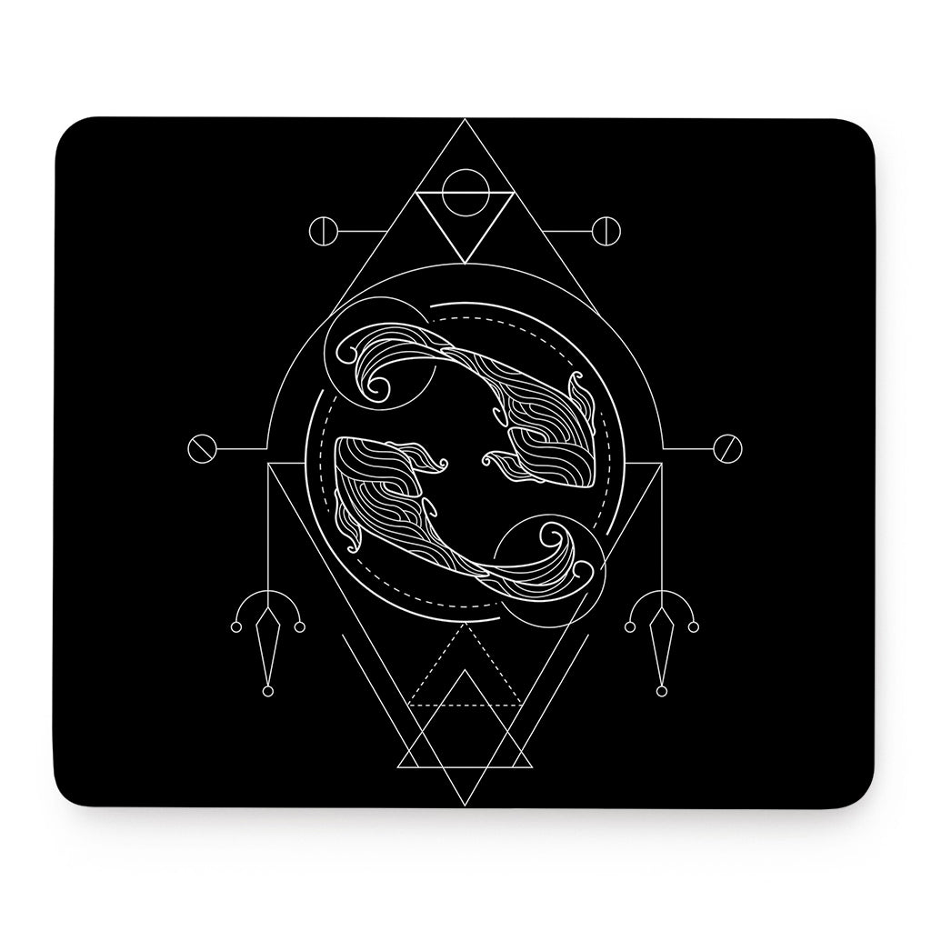 Black And White Pisces Sign Print Mouse Pad