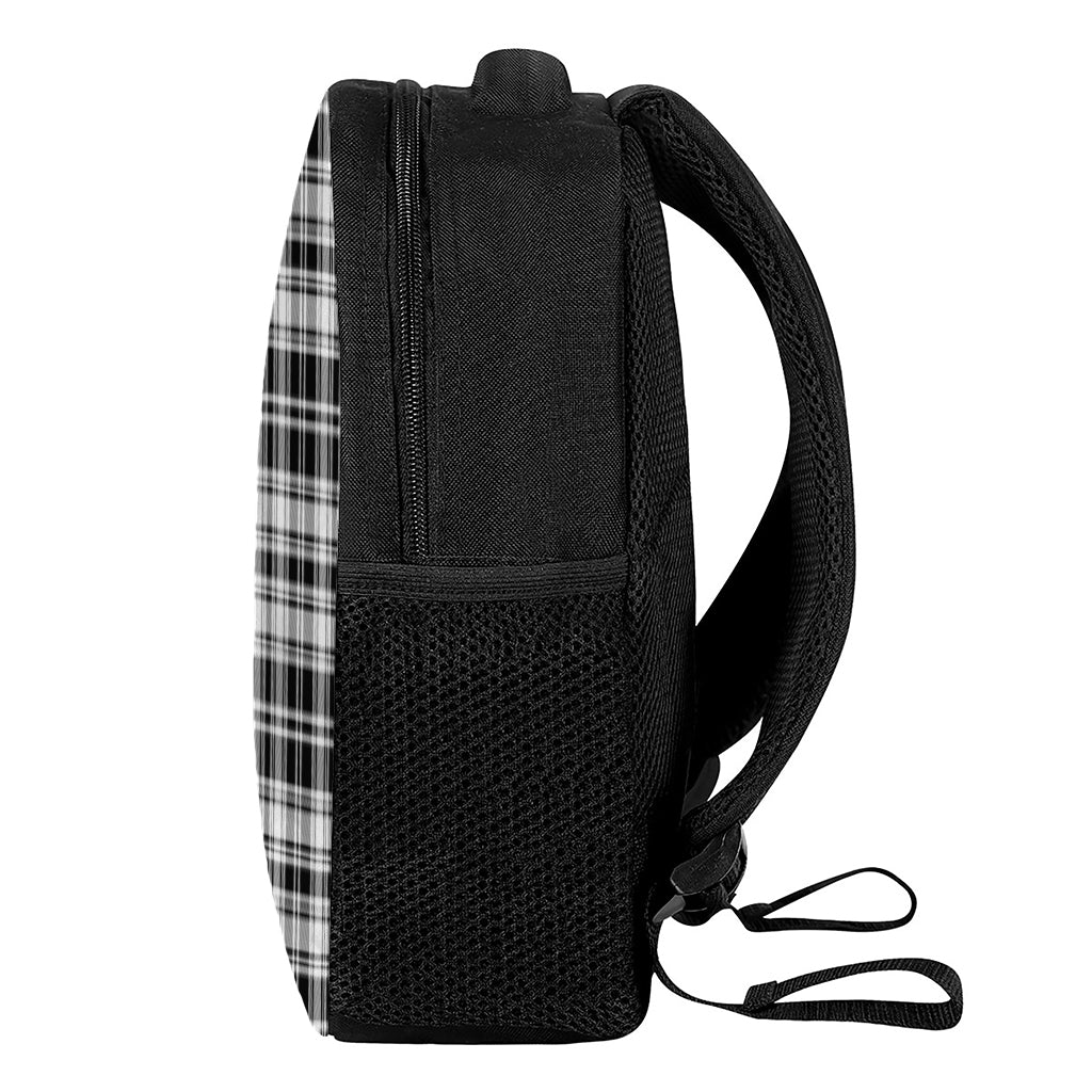 Black And White Plaid Pattern Print Casual Backpack