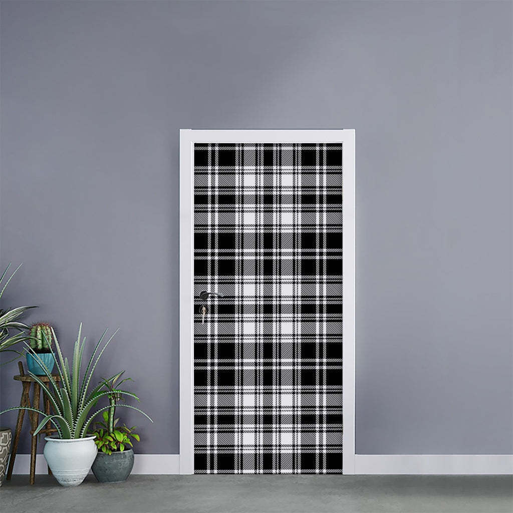 Black And White Plaid Pattern Print Door Sticker