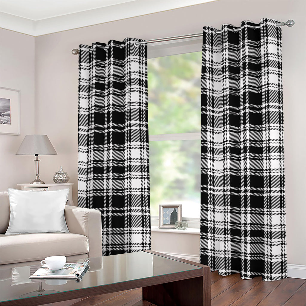 Black And White Plaid Pattern Print Grommet Curtains