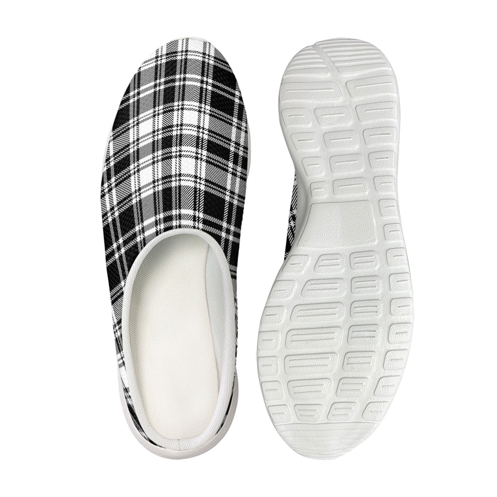 Black And White Plaid Pattern Print Mesh Casual Shoes