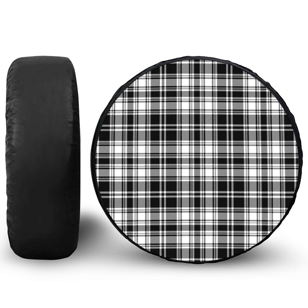 Black And White Plaid Pattern Print Tire Cover