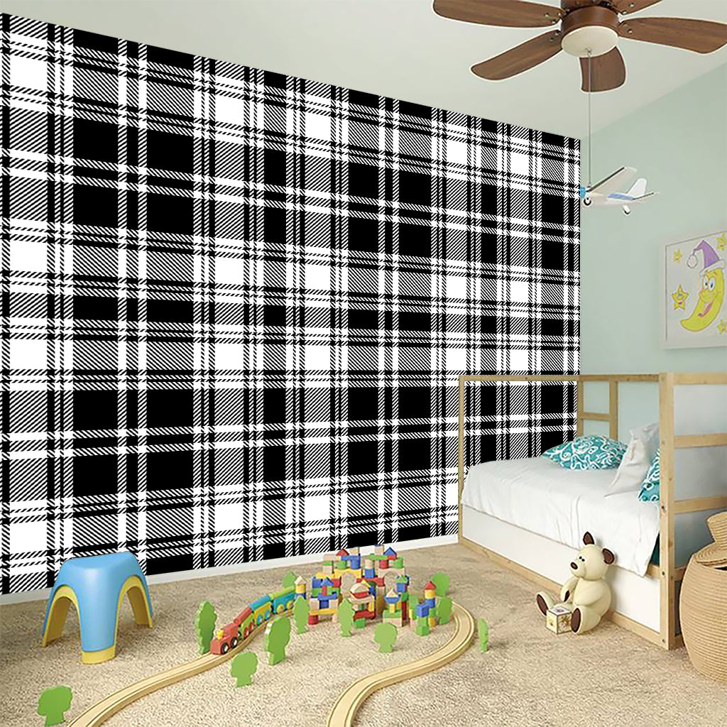 Black And White Plaid Pattern Print Wall Sticker