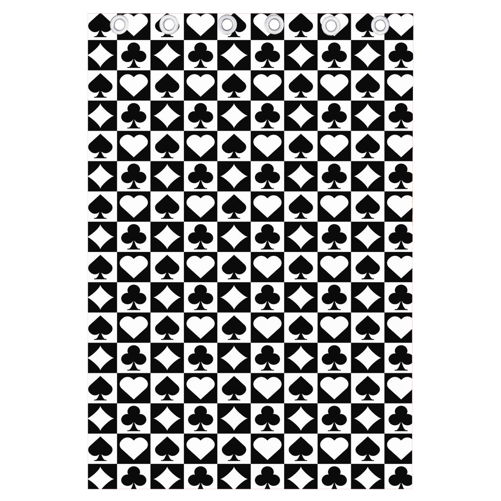 Black And White Playing Card Suits Print Curtain