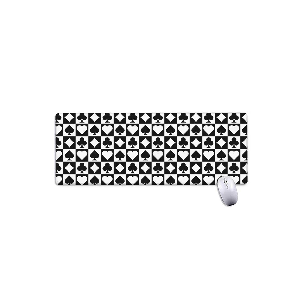 Black And White Playing Card Suits Print Extended Mouse Pad