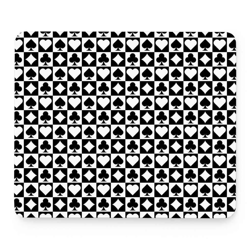 Black And White Playing Card Suits Print Mouse Pad