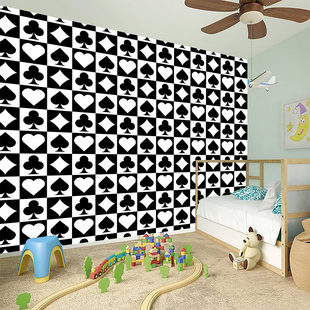 Black And White Playing Card Suits Print Wall Sticker