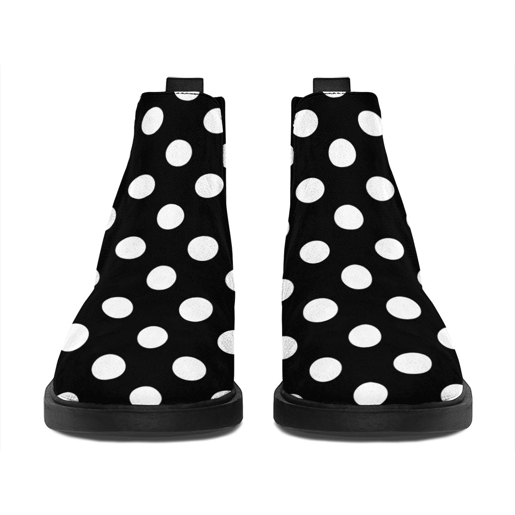 Black And White Polka Dot Pattern Print Flat Ankle Boots