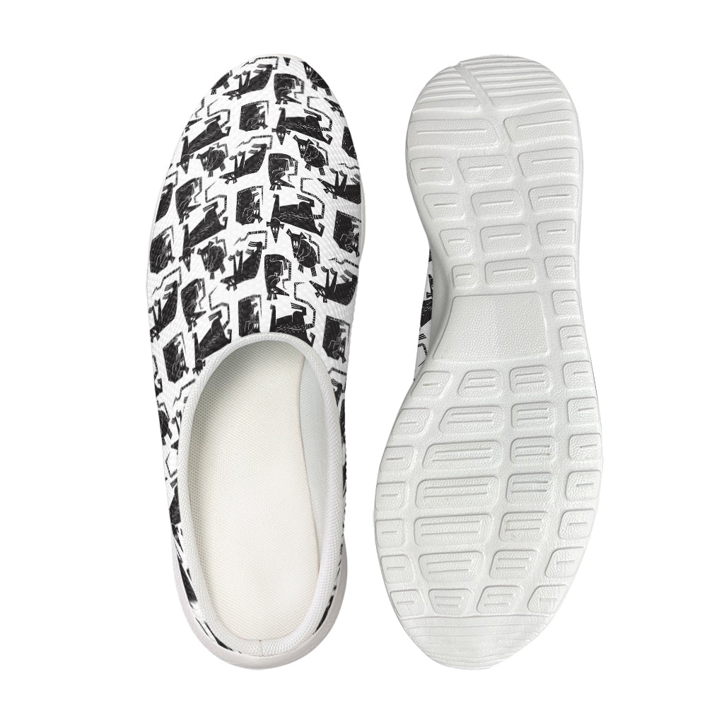 Black And White Rat Pattern Print Mesh Casual Shoes