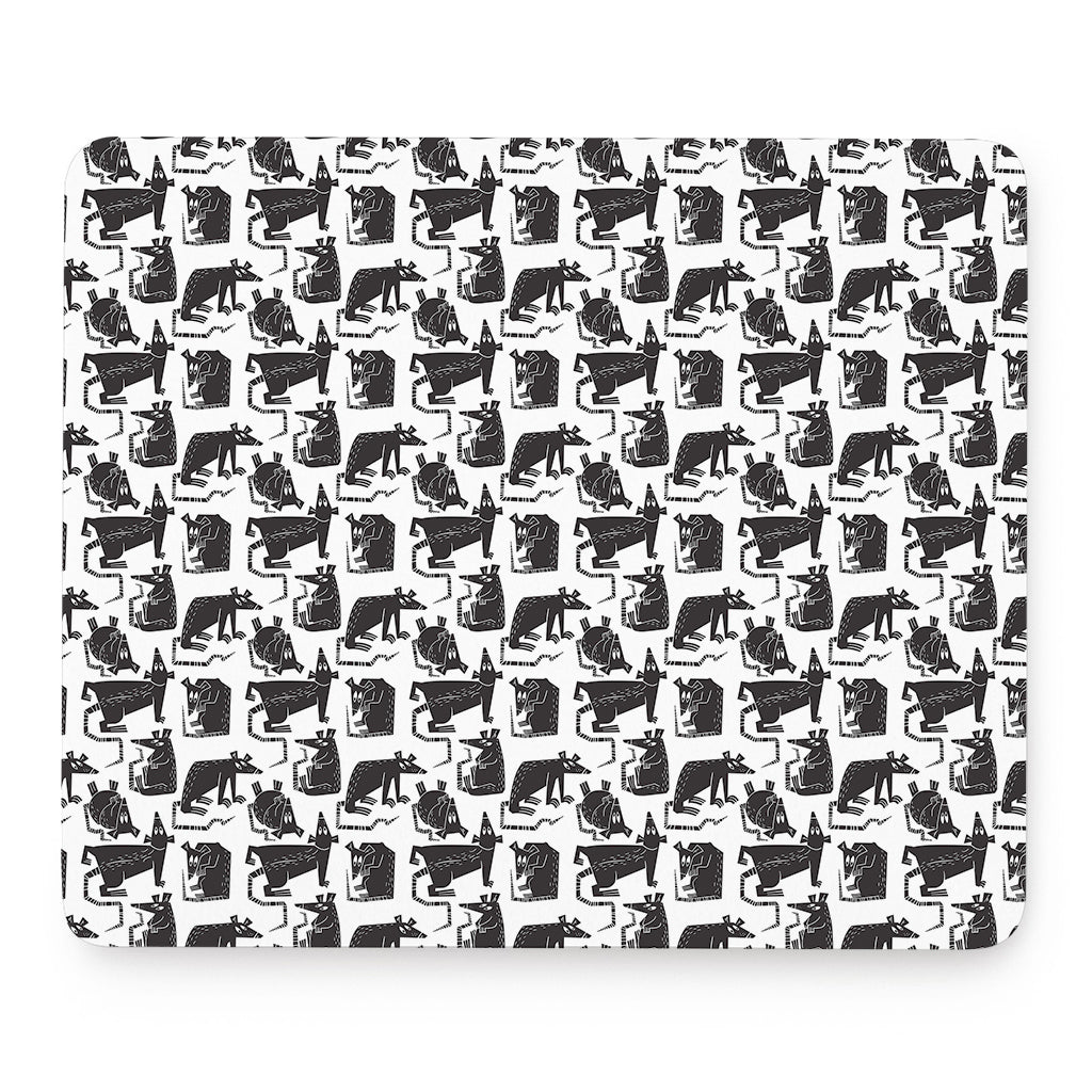 Black And White Rat Pattern Print Mouse Pad
