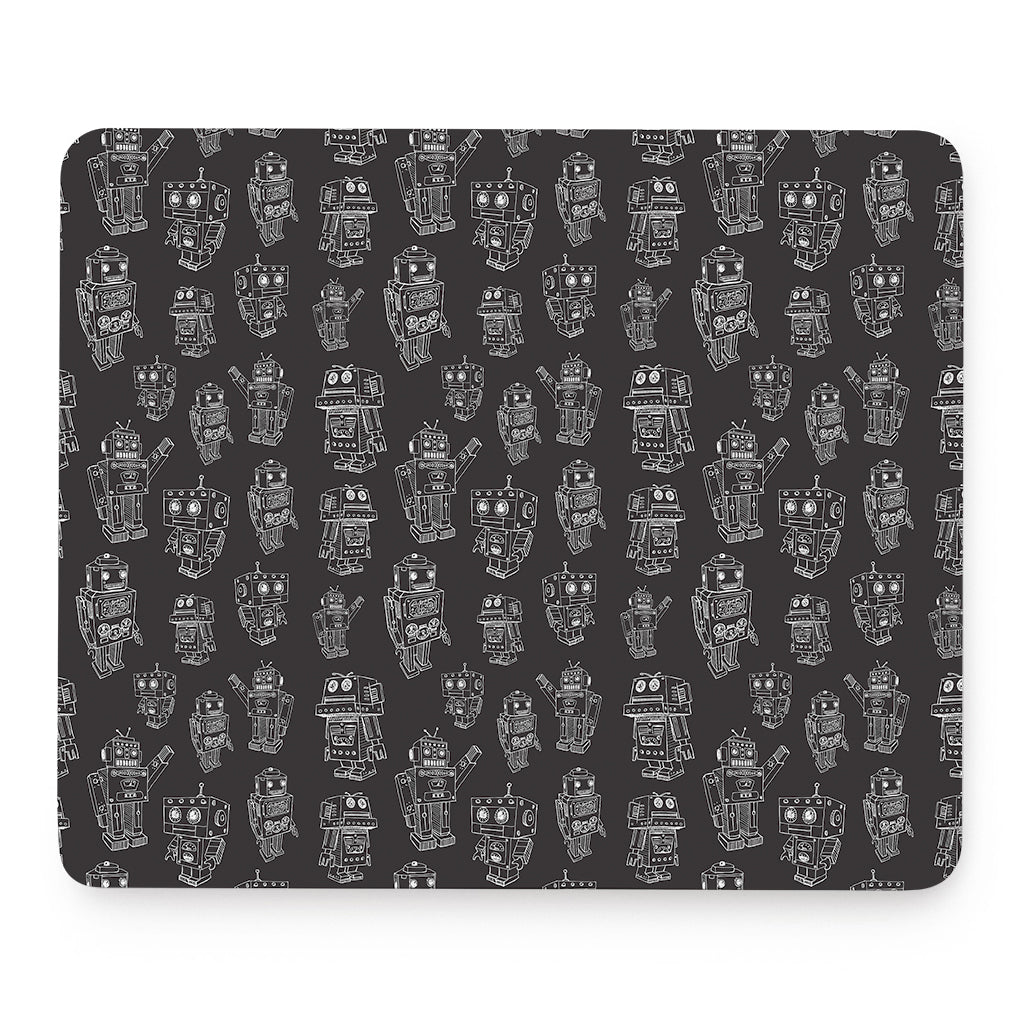 Black And White Robot Pattern Print Mouse Pad