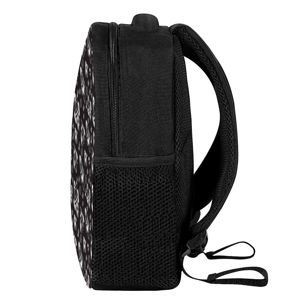 Black And White Rocket Pattern Print Casual Backpack