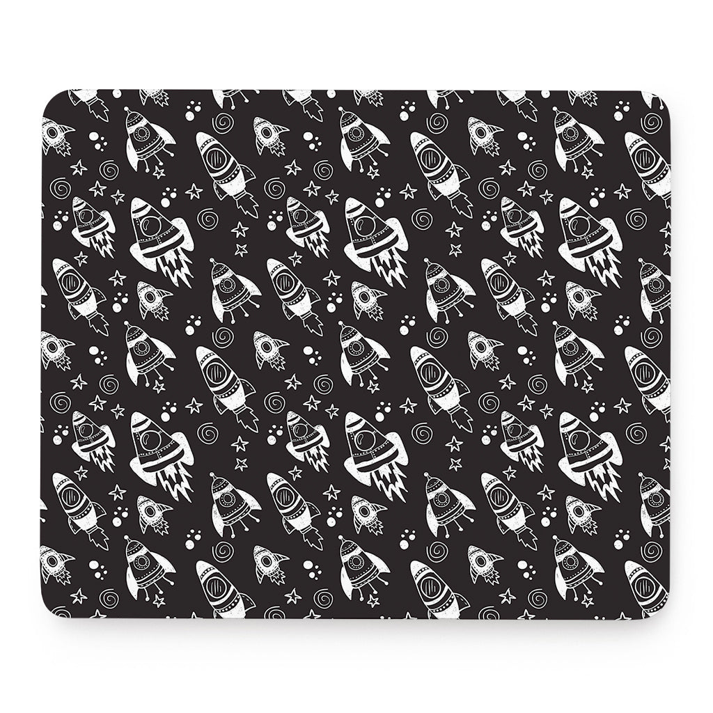 Black And White Rocket Pattern Print Mouse Pad