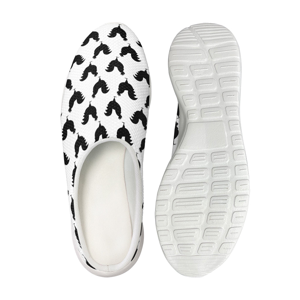 Black And White Rooster Pattern Print Mesh Casual Shoes