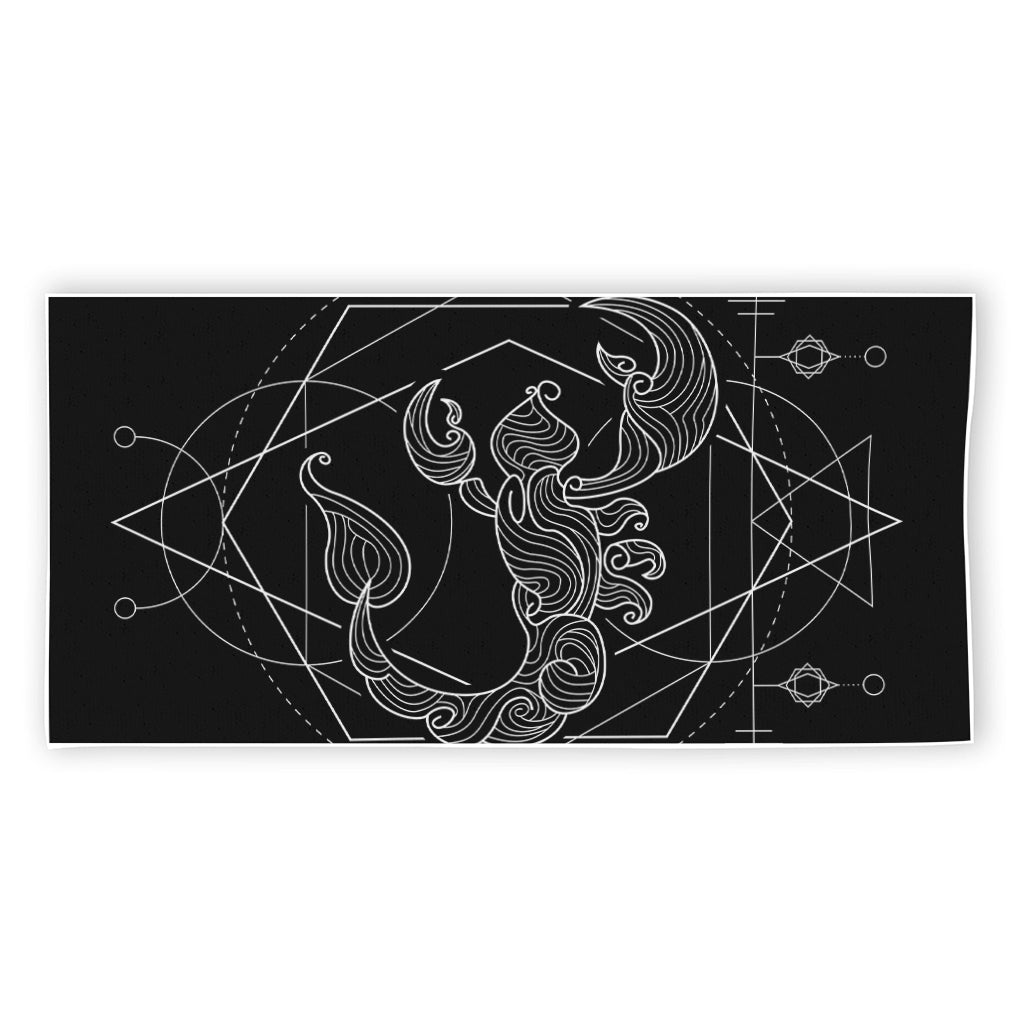 Black And White Scorpio Sign Print Beach Towel