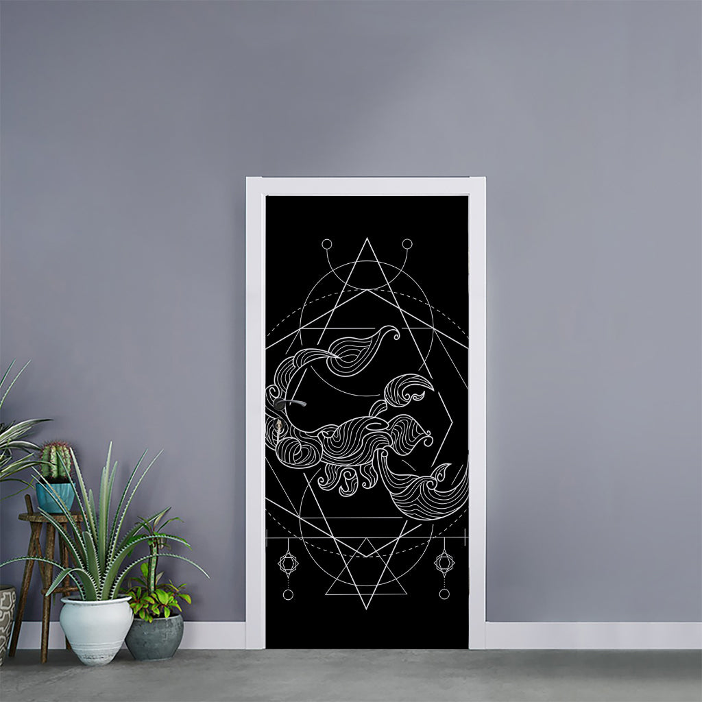 Black And White Scorpio Sign Print Door Sticker