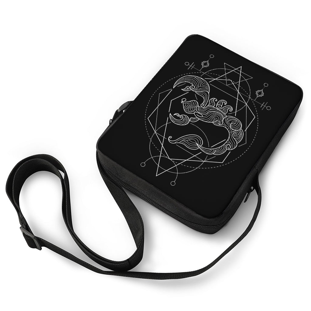 Black And White Scorpio Sign Print Rectangular Crossbody Bag
