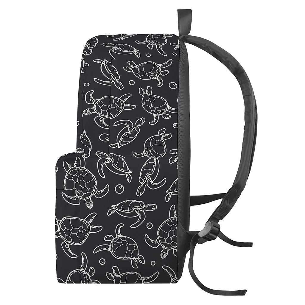Black And White Sea Turtle Pattern Print Backpack