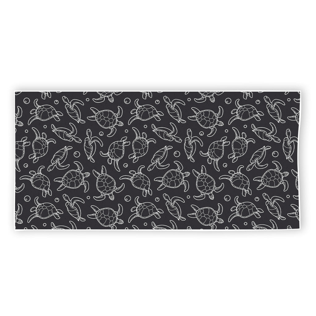 Black And White Sea Turtle Pattern Print Beach Towel