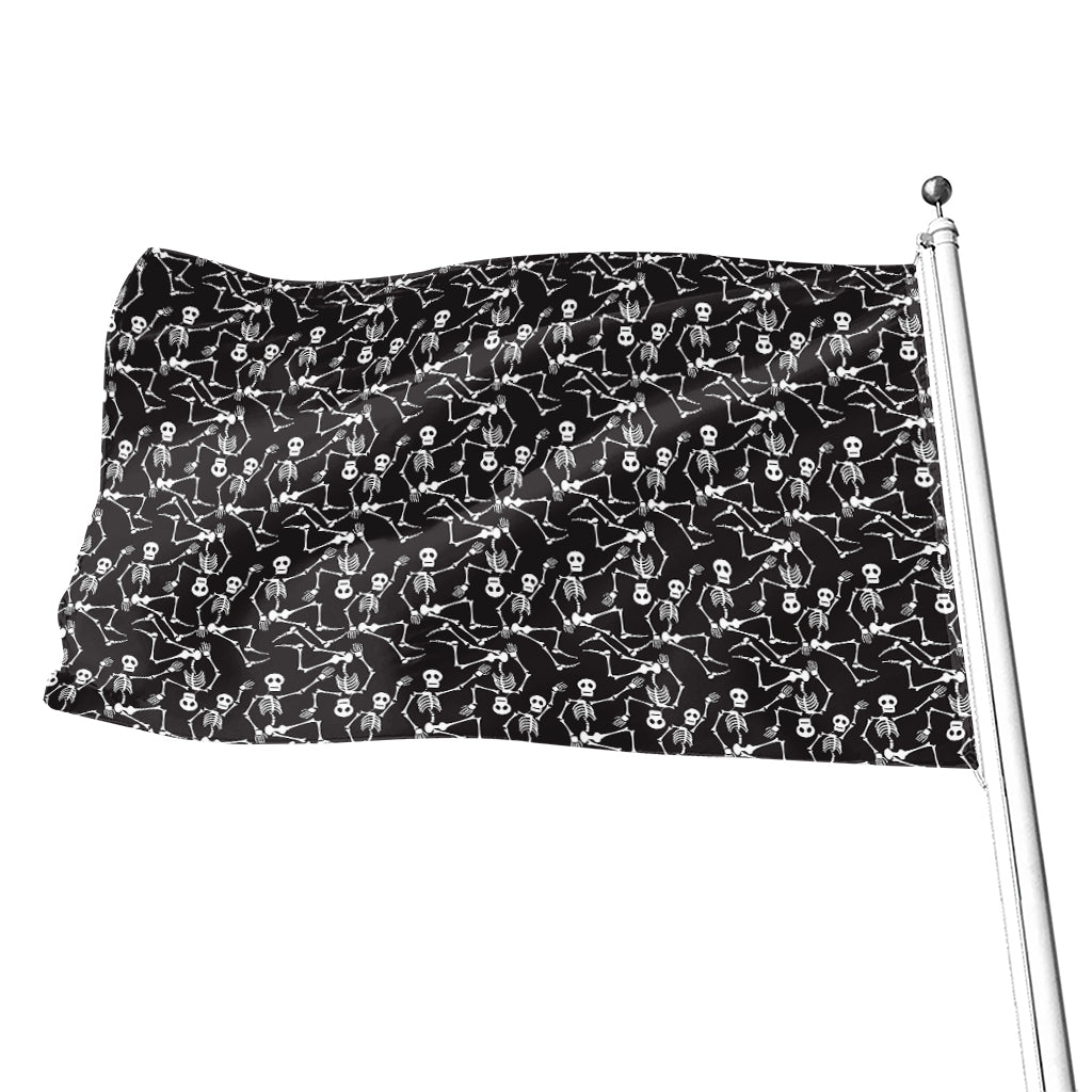 Black And White Skeleton Pattern Print Flag